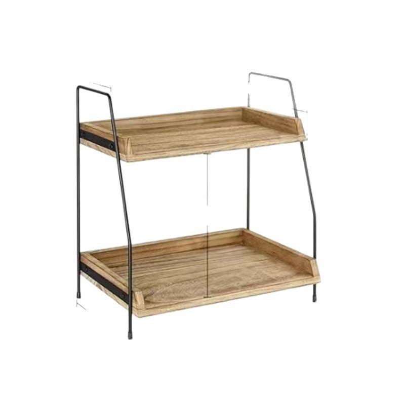 in stock Double-layer Wooden Storage Rack for Kitchen Seasoning Supplies Household Desktop Toiletries Storage Rack