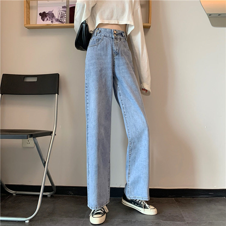 High Waisted Wide Leg Jeans Korean Style Loose Fit Flattering Design Spring Fashion Wholesale Available