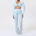 Long sleeves + bell bottoms - blue gray