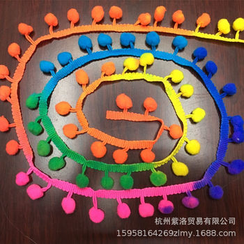 Factory direct supply segment dyeing 1cm/1.3cm right angle small wool ball lace clothing accessories spot supply