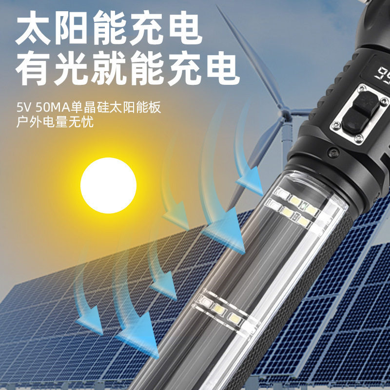 Multifunctional Solar-Powered Flashlight with Usb, Car Mount, Buzzer, Outdoor Cigarette Lighter, Handheld Emergency Bright Light