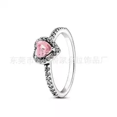 Factory Direct Sales White Copper Silver-Plated Inlaid Heart Red Love Ring Gold Ring