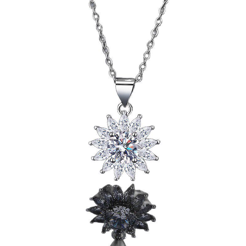 跨境新款锆石吊坠璀璨项链1克拉项链仿莫桑钻石女款项链批发