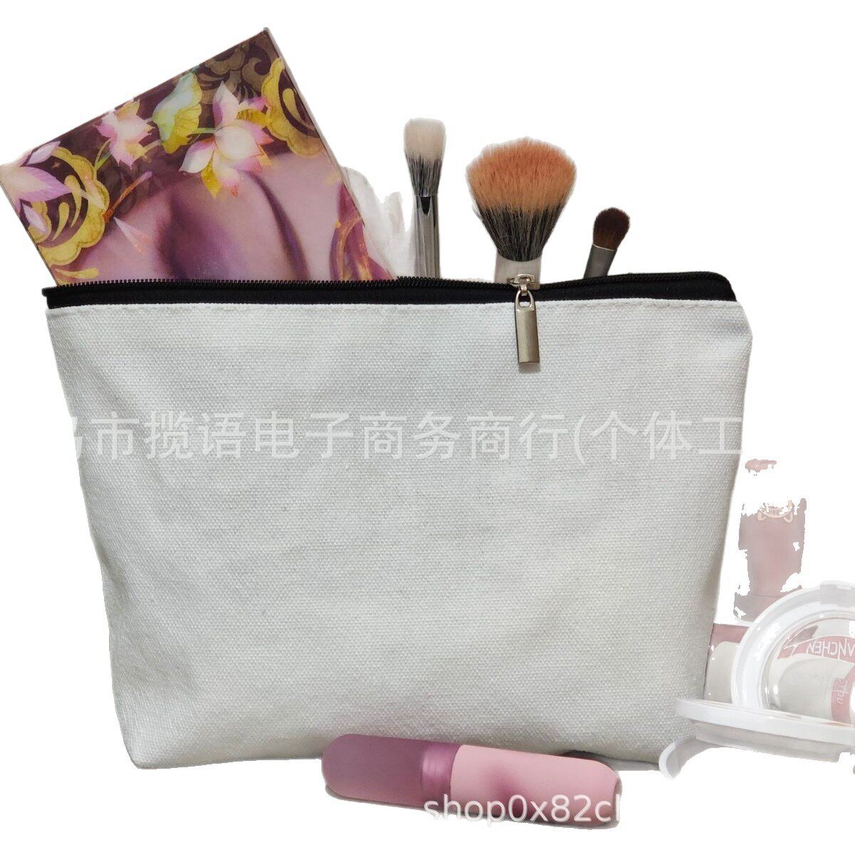 Cross-Border Hot-Selling Printed Canvas Zipper Bag Large Capacity Id Card Passport Portable Storage Bag Women's Toiletry Bag