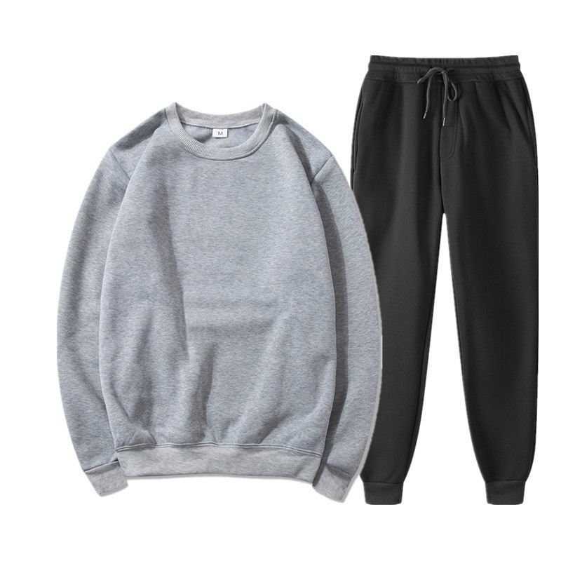 厂家直销2023欧美外贸男士运动时尚休闲冬季印花圆领卫衣长裤套装