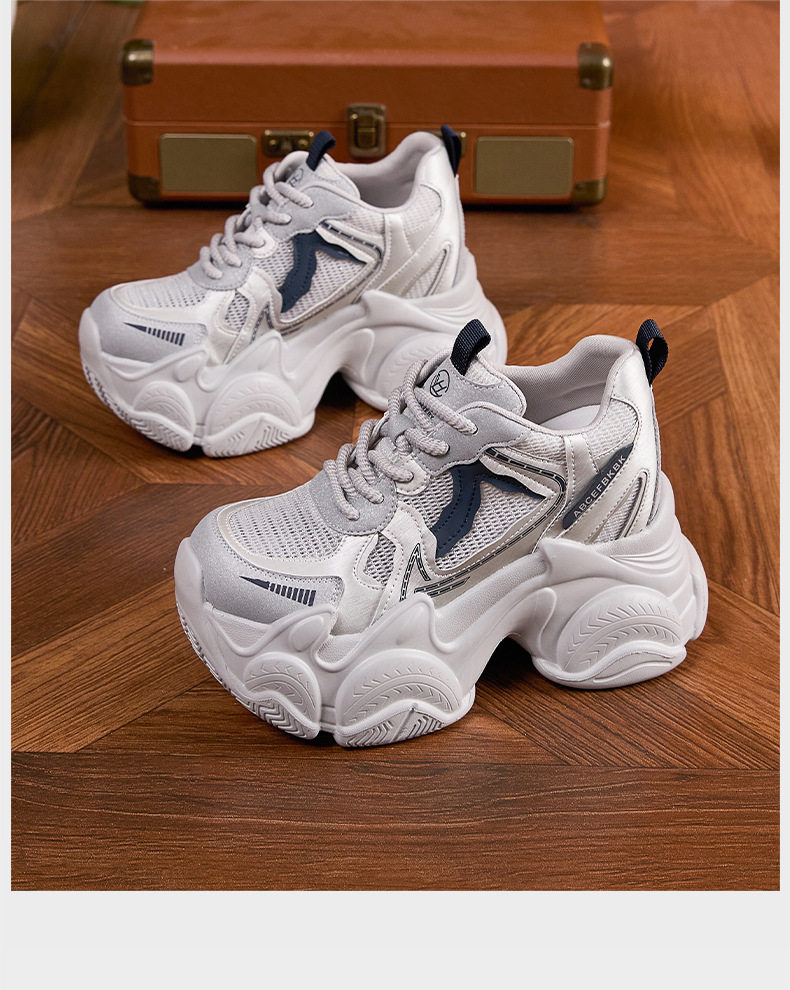 Giày sneaker nữ chạy bộ mesh thoáng đế dày êm ái — Trắng, Cam, Xám chi tiết 22