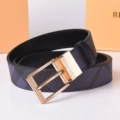 Blue check style two gold buckles