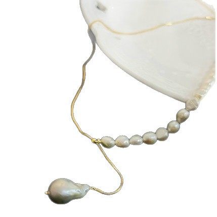 Gilt Pearl Natural Baroque Pullable Pearl Necklace · Pearl Baroque Necklace