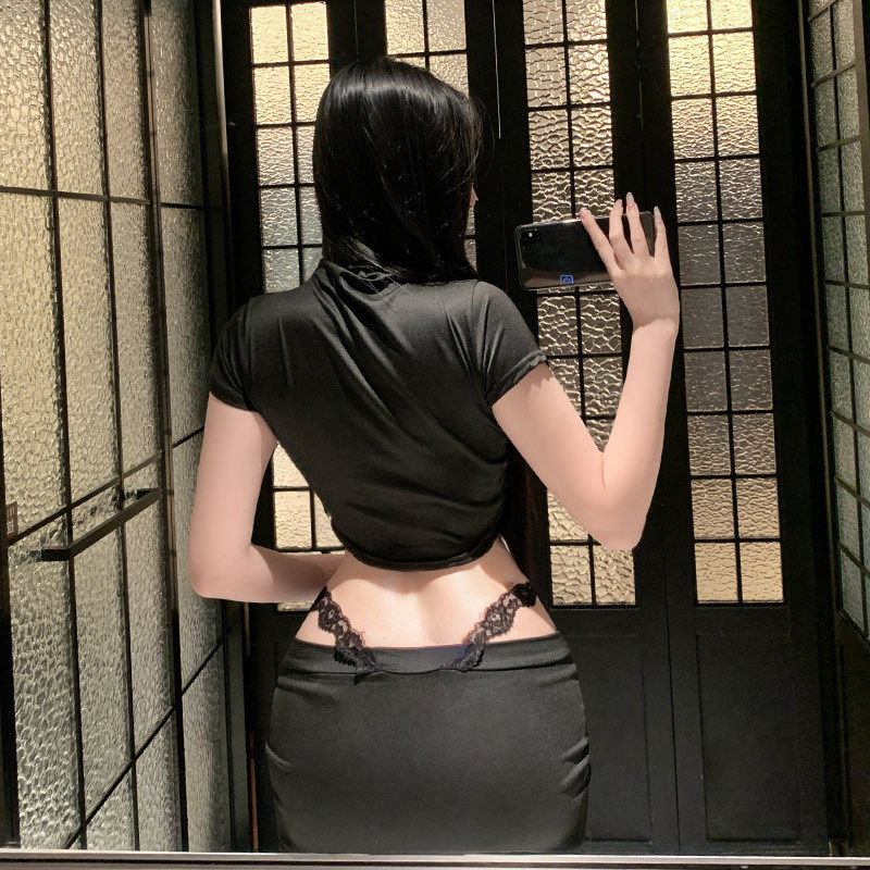 Sexy Lingerie Slim-Fit Short T-Shirt Sexy Hot Girl Set Women's Bodycon Skirt Two-Piece Set Wholesale