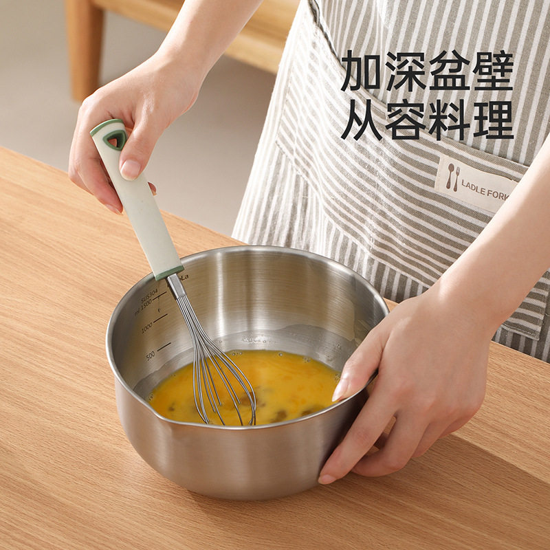 Fasola Stainless Steel Basin Food-Grade 304 Rice Washing Basin Household with Scale Kitchen Vegetable Washing Fruit Draining Basket
