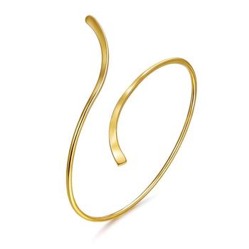 European and American Cross-Border Wholesale Metal Armbands, Open Geometric Curved Two-Ended Flattened Armbands, Hot Selling Wholesale