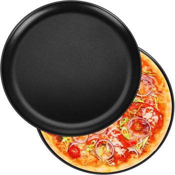 Cross-Border Outdoor Black Pizza Pan Stainless Steel Barbecue Pan Oven Round Pasta Pan Food-Grade Lacquer Pizza Pan