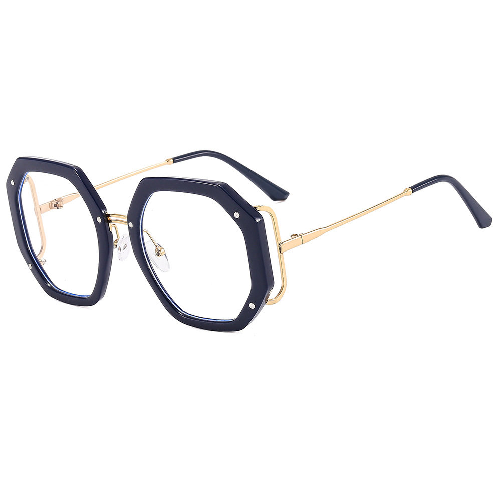 European and American Cross-border Anti-blue Glasses Women's Distinctive Polygon Frame Fashion Avant-garde Trendy Men's Instagram Flat Glasses