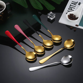 Disposable Bird's Nest Dessert Fresh Stew Round Head Spoon Stainless Steel Fruit Spoon Takeaway Spoon Spoon Gift Gift Titanium Spoon