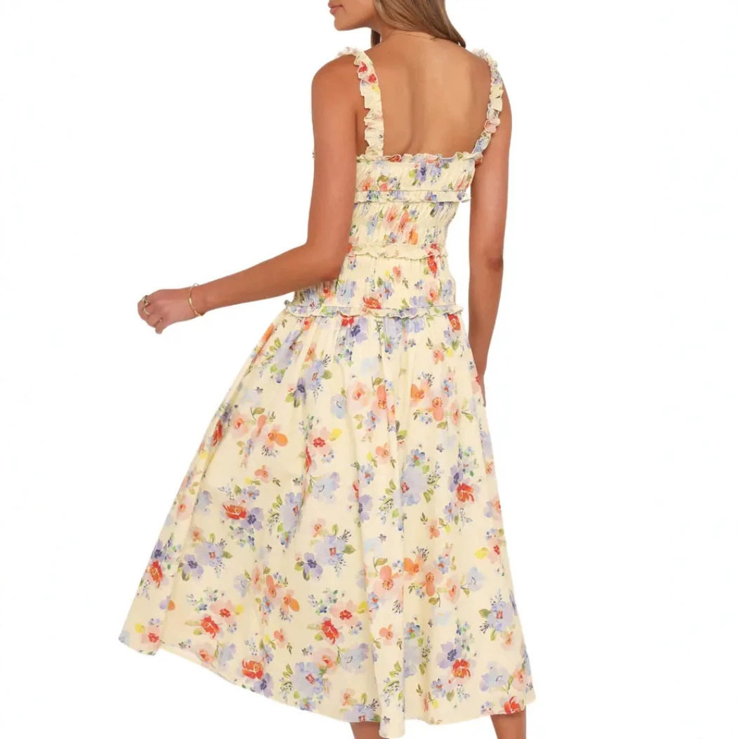 Floral High Waisted Dress Sleeveless Casual Soft Style Spring Summer Collection Wholesale Available