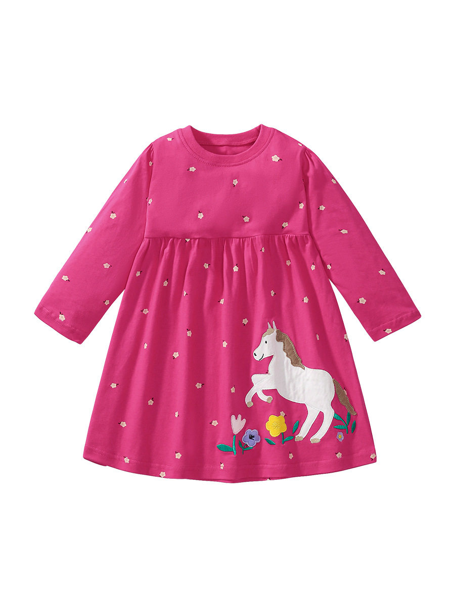 Girls' Dress, Autumn Long-sleeve Cotton Printed Princess Dress