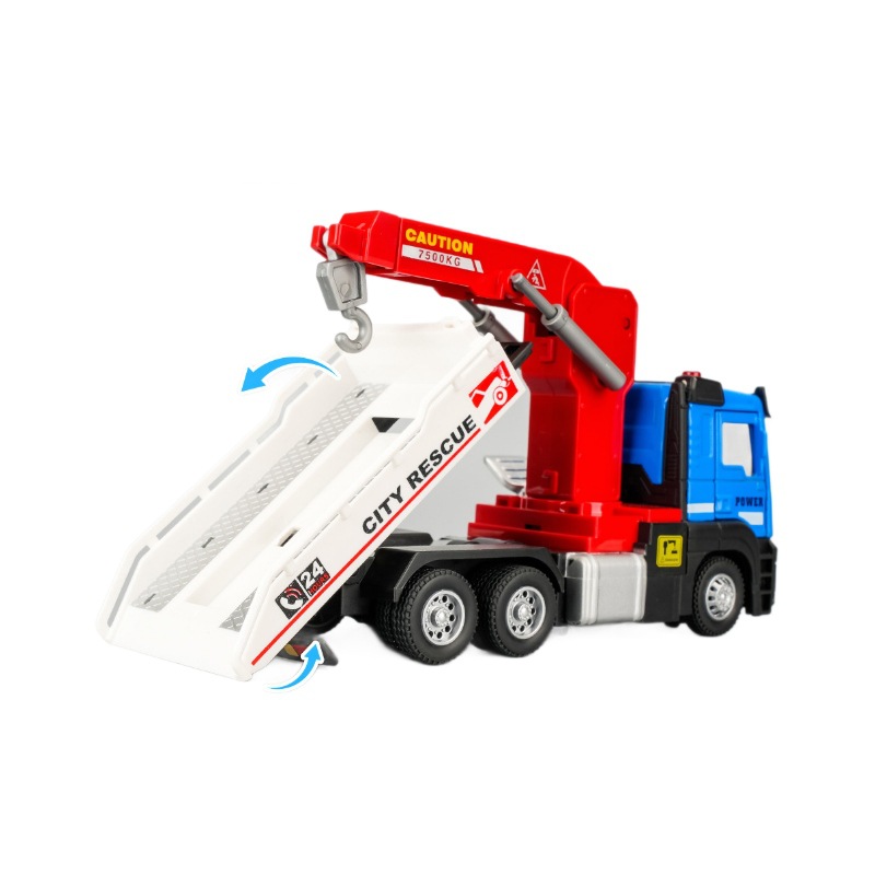 天鹰1:32合金液压车辆运输吊车仿真合金车模声光回力男孩儿童玩具