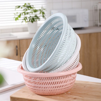 Vegetable washing basket household fruit draining basket kitchen supplies fruit and vegetable basket rice washing basket large basket water filter basket thickened