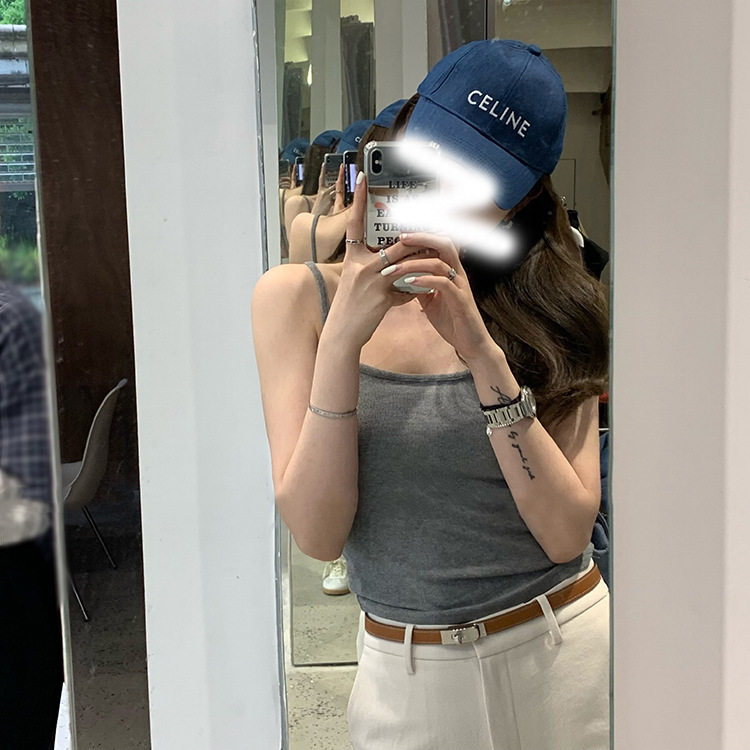 Hongyi 2025 Spring New Design Square Collar Camisole Women's Inner Pure Color Versatile Camisole