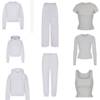 Skims Kardashian Gray Series Fleece Terry Cotton Jacket Sweatshirt Double Waist Pants Casual Sports Suit