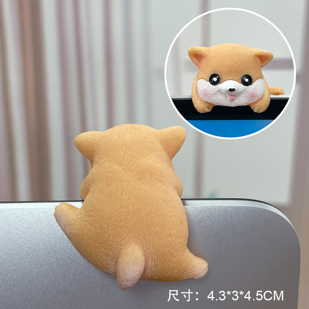 创意电脑电视显示器趴趴小动物装饰品摆件汽车车载导航仪屏幕摆件