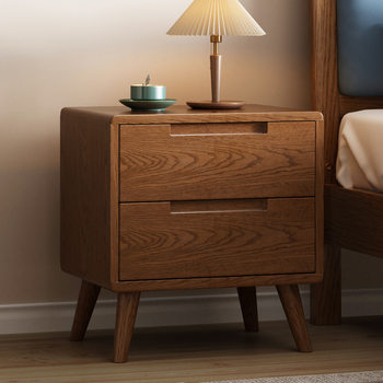 Nordic Style All Solid Wood Bedside Table Simple Modern Complete Simple Bedroom Storage Cabinet Japanese Style Log Bedside Bucket Cabinet