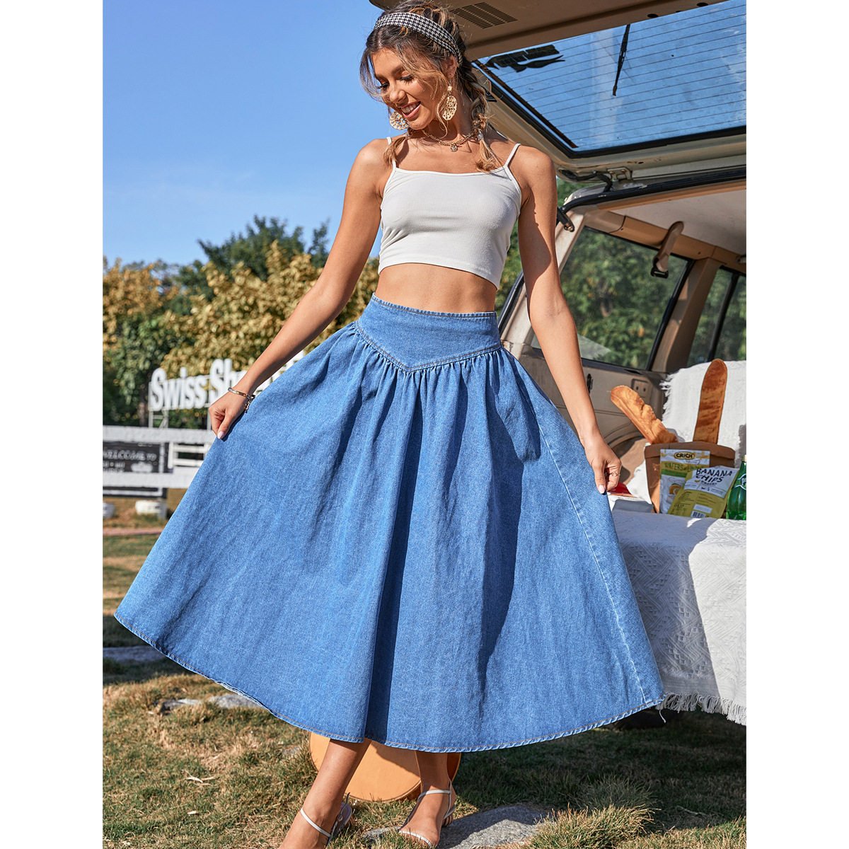 A Line Denim Skirt for Women Trendy Design Comfortable Fit Versatile Style Perfect for Casual Outings Wholesale