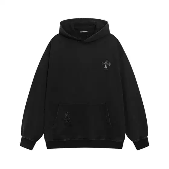 Trendy American Retro Heavy duty Washed Water Used Sanskrit Hot Diamond Design Hoodie Men's Small and Narrow High Street Coat