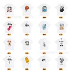 American Style Fashion Brand STU Short-sleeved T-shirt White Collection Printed Short-sleeved T-shirt Casual Couple Men and Women Same Style