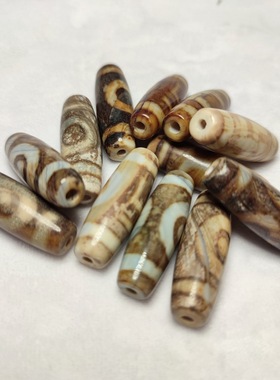 西藏民饰天然玛瑙象雄钙化天珠女项链吊坠diy手工配饰