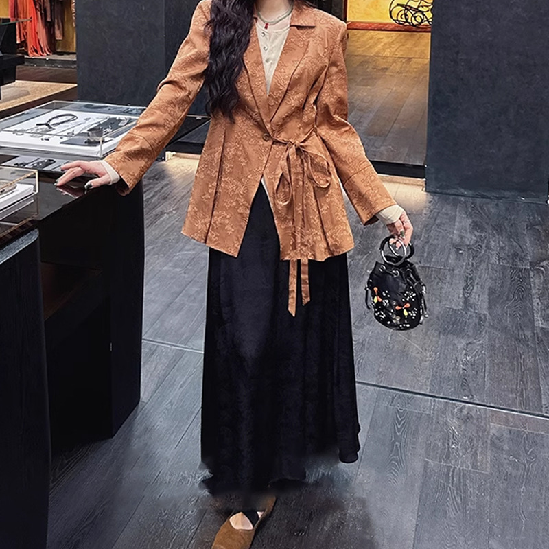 Chân váy dài lưng cao chất liệu sợi viscose dáng chữ A thanh lịch — Đen huyền, Trắng sữa, Vàng thông