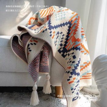 Scandinavian Style Office Air-Conditioning Blanket Knitted Blanket Leg Blanket Full Body Shawl Dormitory Nap Blanket Non-Pure Cotton