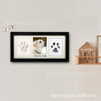 Wooden Photo Frame Home Pendant Pet Paw Print Commemorative Frame Baby One-Year-Old DIY Hand and Foot Print Pendant Solid Wood Picture Frame