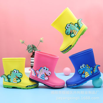 Baby Rain Boots for Boys Cute Dinosaur Water Shoes for Primary School Students Rubber Shoes for Girls Non-slip Lightweight Children Rain Boots for Middle and Large Children