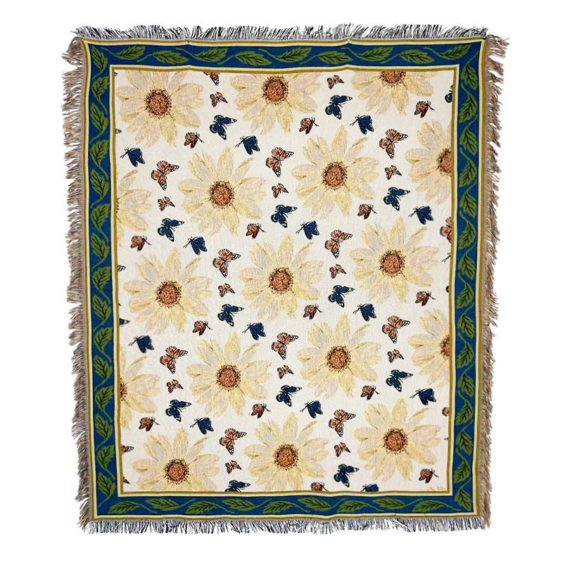 Australian Flower Camping Style Sofa Multifunctional Throw Blanket Flower Four-Season Universal Office Nap Home Decoration Thread Blanket