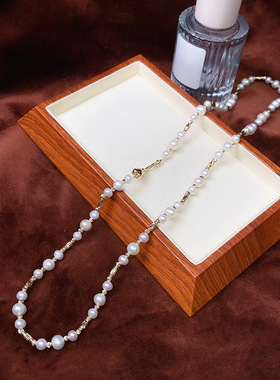 天然淡水珍珠毛衣链百搭时尚饰品小众级感轻奢锁骨链珍珠颈链女