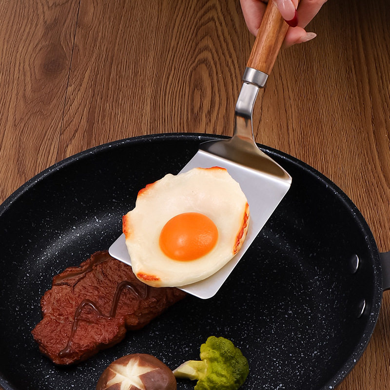 Stainless Steel Cooking Spatula Steak Spatula Pear Wood Handle Home Kitchen Pizza Spatula Cake Spatula Kitchen Utensils Steak Spatula