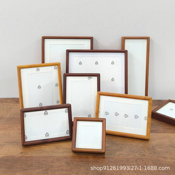 Solid wood mortise calligraphy photo frame decoration 6-inch 7-inch 8 factory wholesale rounded frame Chinese style picture frame mounting ornaments