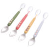 Baby double-headed fruit mud scraper 304 316 stainless steel fruit mud spoon silicone spoon with storage box food supplement spoon