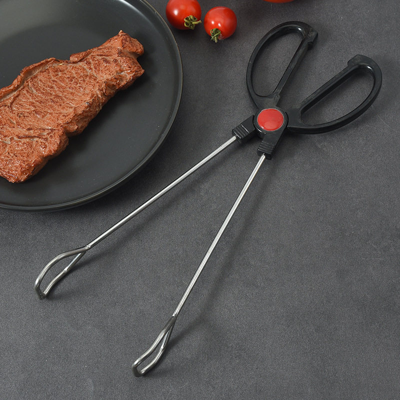 Stainless steel bread clip food clip charcoal multi-use clip plastic handle clip barbecue kitchen gadget food clip