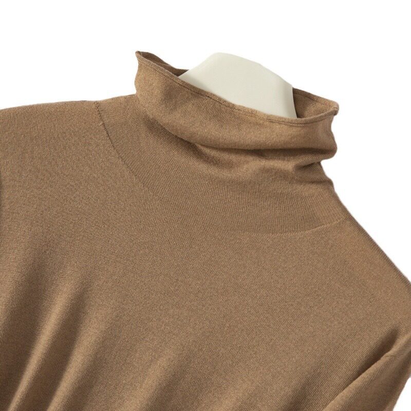 扬子纱薄款高领美丽诺羊毛衫2024秋冬内搭堆堆领针织打底衫女