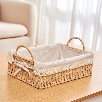 Manufacturer's Rattan Storage Basket for Snacks and Toys, Storage Basket for Living Room, Bedroom, Cosmetics Storage, Desktop Household Organizing Basket