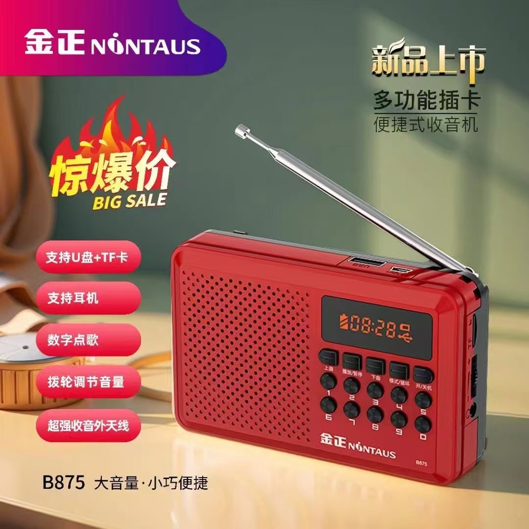 Jinzheng B875 Bluetooth Card-Inserting Speaker Mini Radio Singing and Playing Machine Small Player Audio Card-Inserting Radio