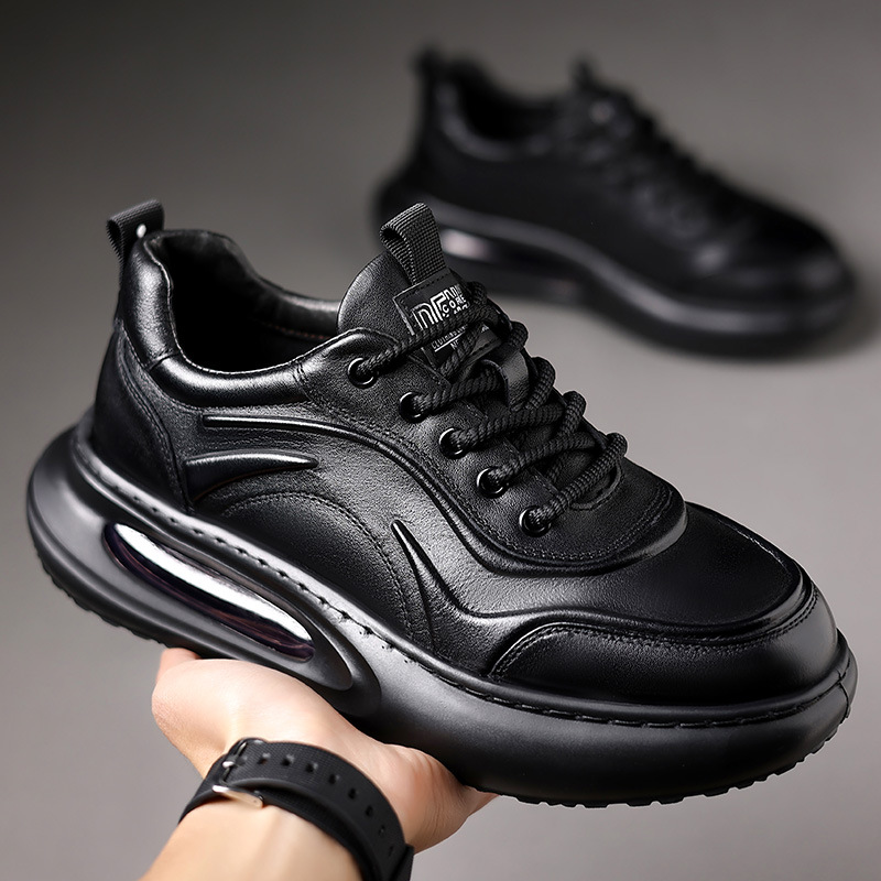 Giày Thể Thao Nam Chất Liệu Da Bò Tăng Chiều Cao Đế Cao Hàng Mùa Xuân Thu Đông