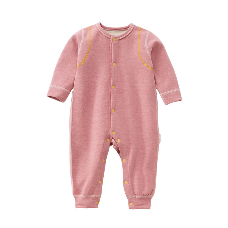 Baby de velvet mid-open jumpsuit autumn clothes Spring and Autumn Winter pajamas baby long-sleeved romper bottoming jumpsuit warm