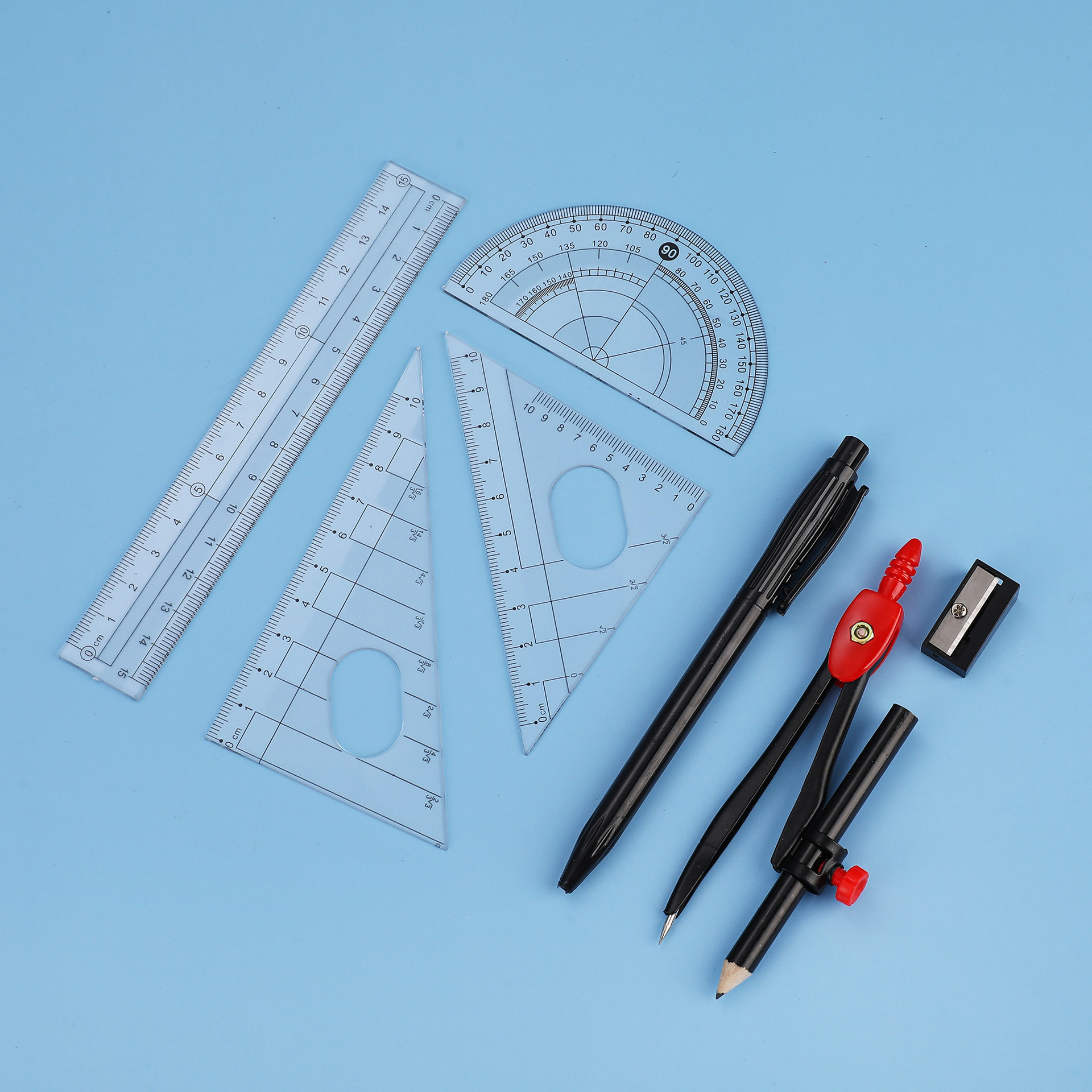 Student Compass Set with Lead Core Geometric Drawing Tools Exam Drawing Engineering Drawing Circle Set Cross-Border