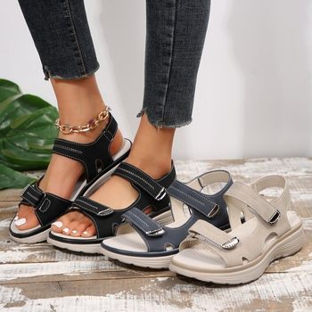 Fashion Summer 2025 New Sandals Women Sports Wind Wedge Slippers Light Velcro Beach Sandals