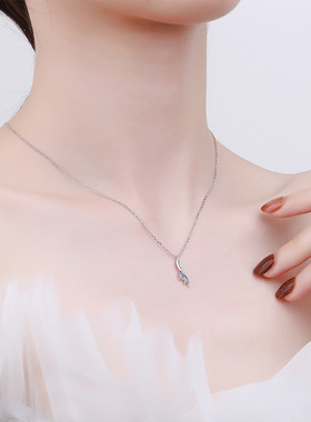 鱼你相恋项链s925纯银时尚简约个性风海豚美人鱼尾吊坠首饰送女友