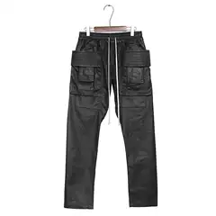 INVISIBLEIVM Dark RO Coated Wax Double Ring CARGO Loose Overalls Casual Pants European and American Men