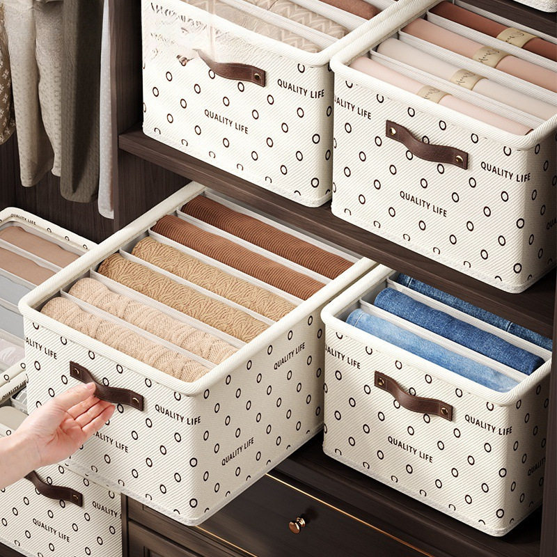 Clothes and Pants Storage Home Wardrobe Layered-compartment Drawer-style Fabric Clothes Storage Box Finishing North Gold Free Shipping